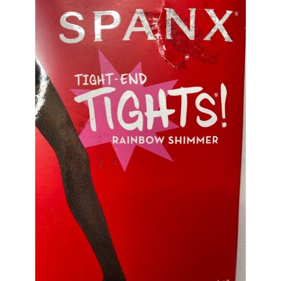 SPANX Tight End‎ Tights Women's  Sz A Black Metallic Sparkle Rainbow Shimmer NEW - Picture 2 of 15